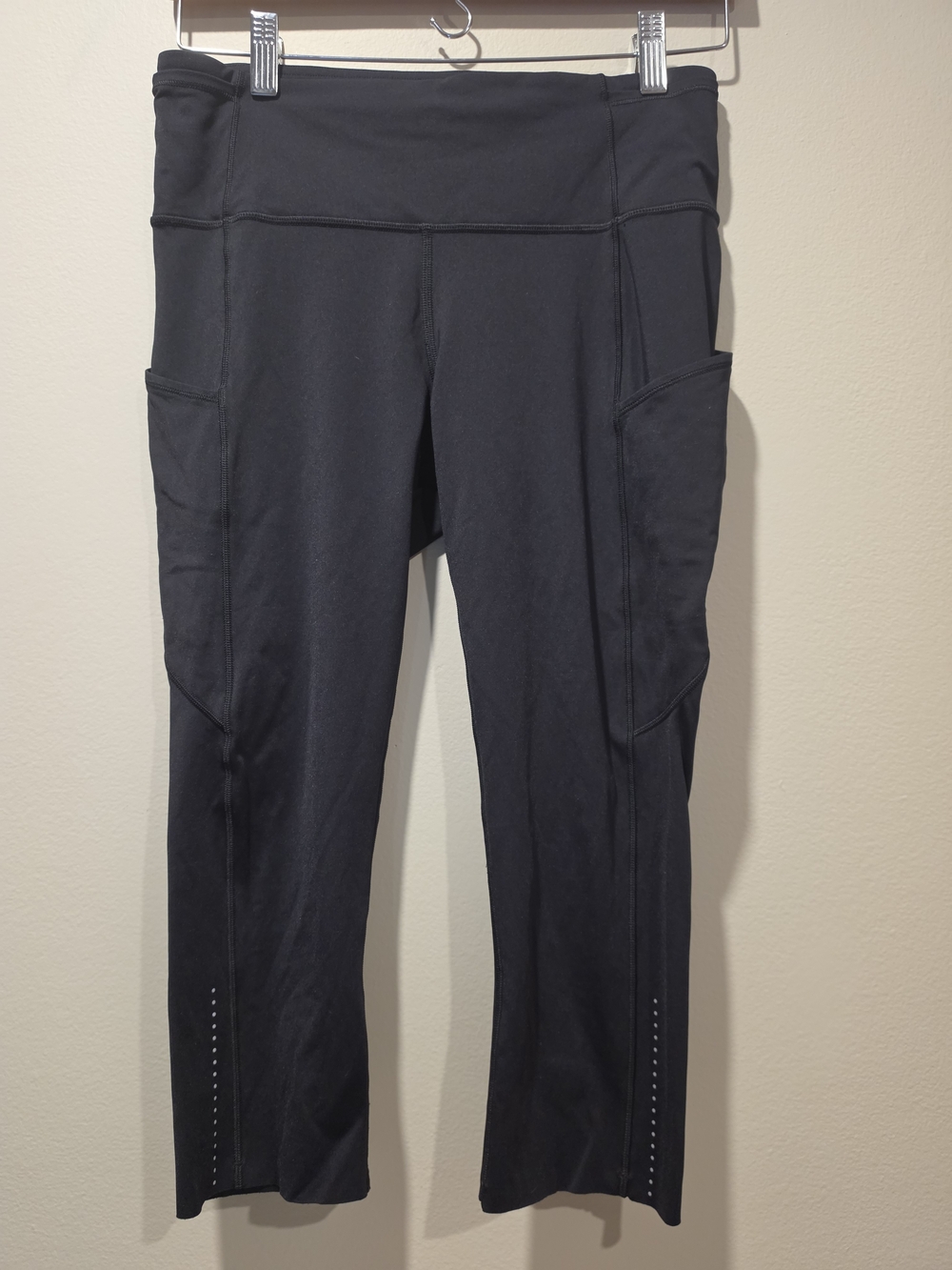 Lululemon Fast and Free Crop II 19" Nulux Running Leggings Black Size 8 Pockets